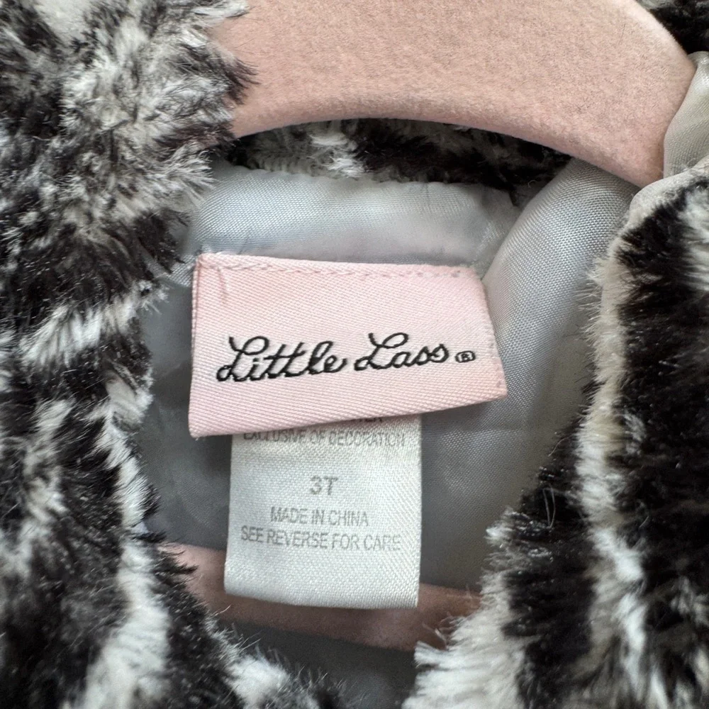 Little Lass 3T Girls Black and White Zebra Faux Formal Fur Jacket Coat